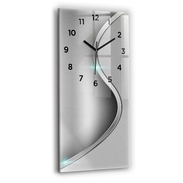 Modern vertical wall clock Gray metal abstraction