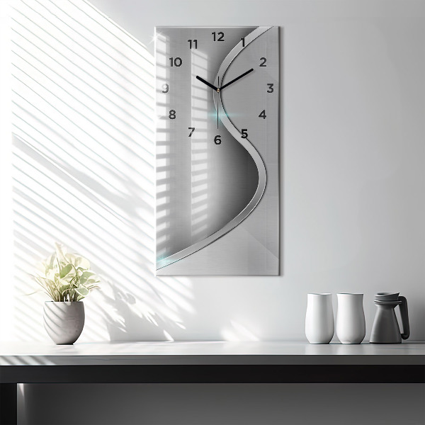 Modern vertical wall clock Gray metal abstraction