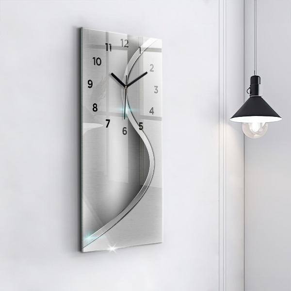 Modern vertical wall clock Gray metal abstraction
