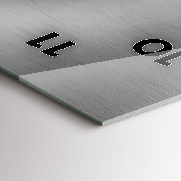 Modern vertical wall clock Gray metal abstraction