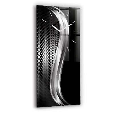 Modern vertical wall clock Black metal abstraction