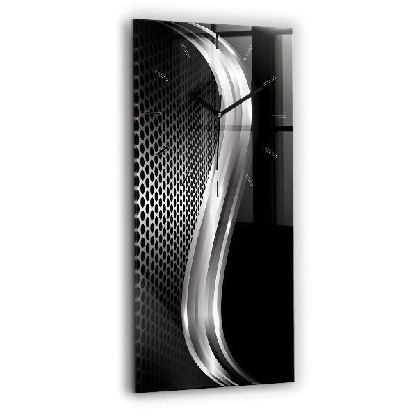 Modern vertical wall clock Black metal abstraction