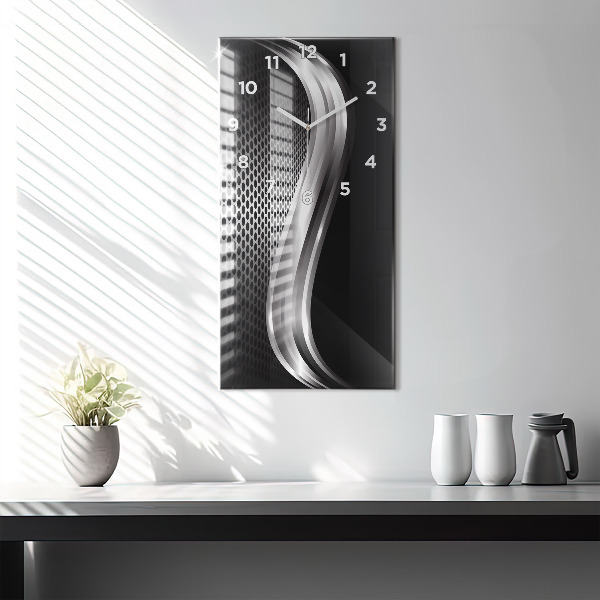Modern vertical wall clock Black metal abstraction