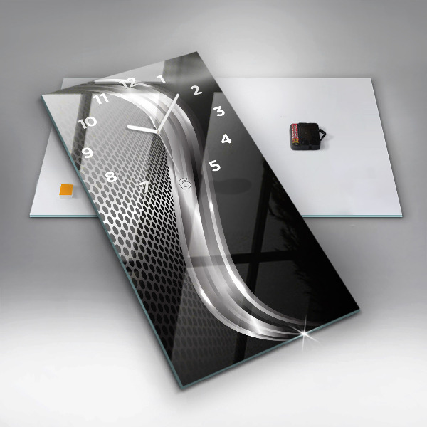 Modern vertical wall clock Black metal abstraction