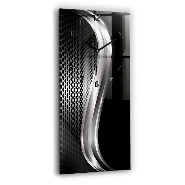 Modern vertical wall clock Black metal abstraction