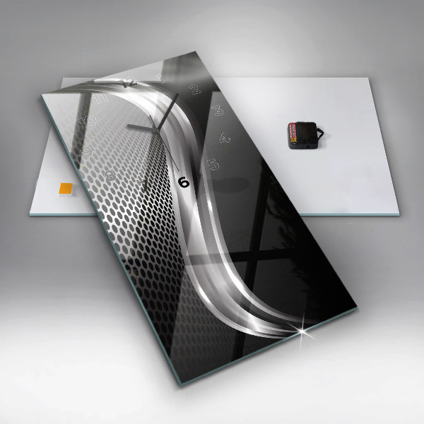 Modern vertical wall clock Black metal abstraction