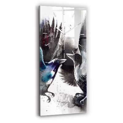 Modern vertical wall clock Painted Birds