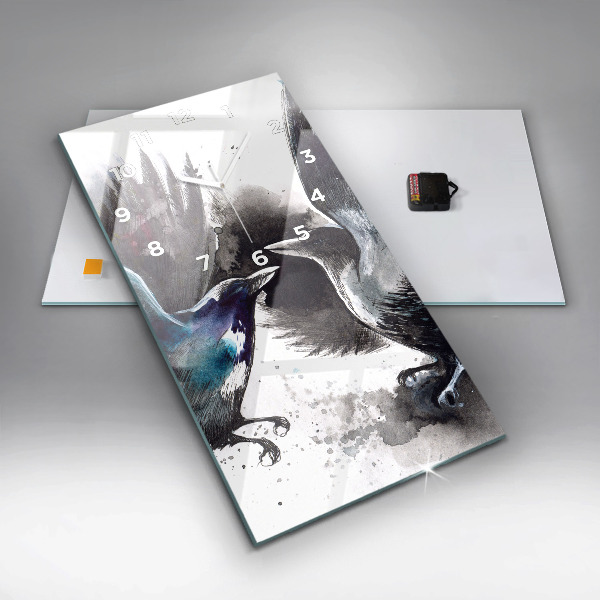 Modern vertical wall clock Painted Birds