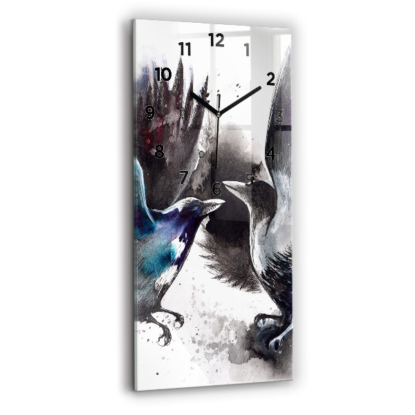 Modern vertical wall clock Painted Birds
