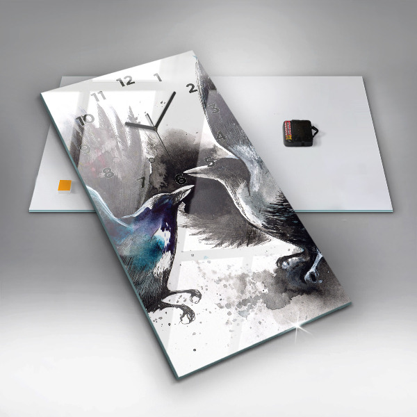 Modern vertical wall clock Painted Birds