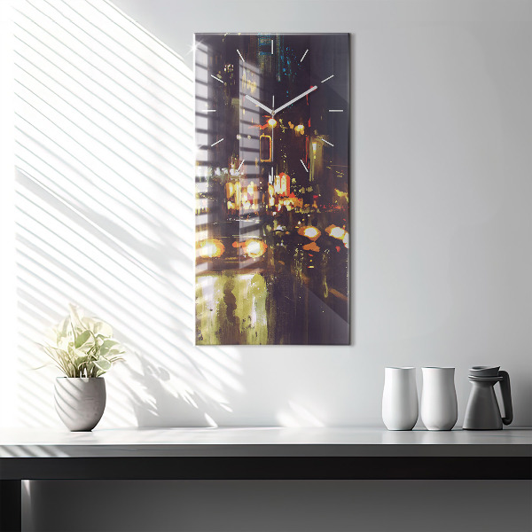 Modern vertical wall clock Painted city