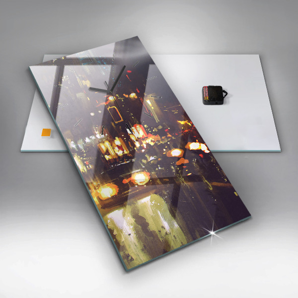 Modern vertical wall clock Painted city