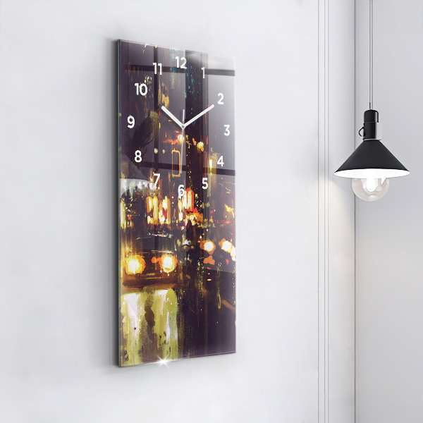Modern vertical wall clock Painted city