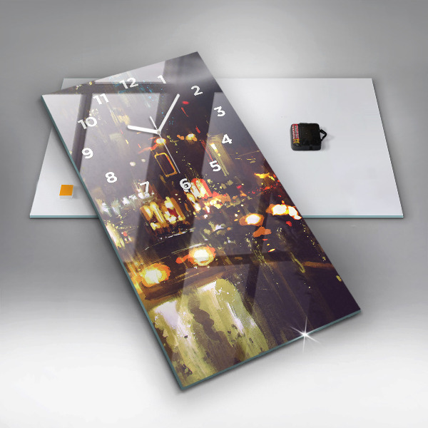 Modern vertical wall clock Painted city