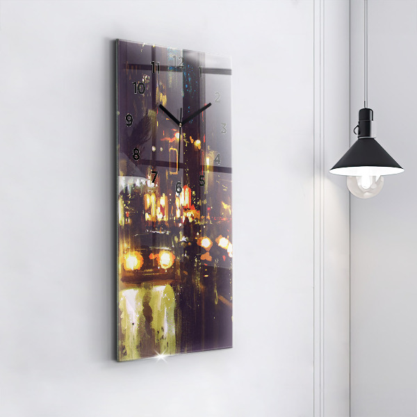 Modern vertical wall clock Painted city