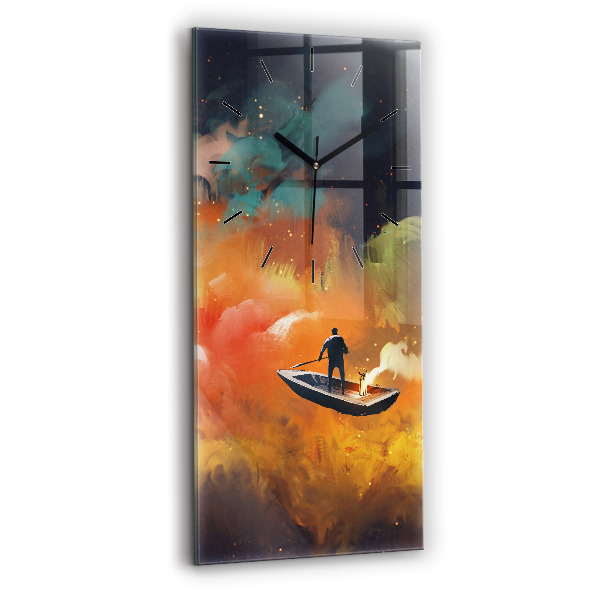 Modern vertical wall clock Abstract painting