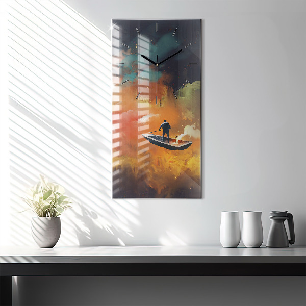 Modern vertical wall clock Abstract painting