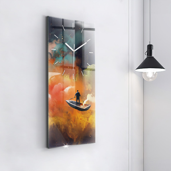 Modern vertical wall clock Abstract painting