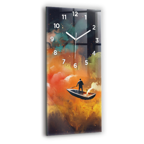 Modern vertical wall clock Abstract painting