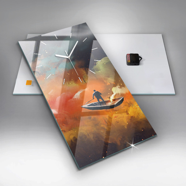 Modern vertical wall clock Abstract painting