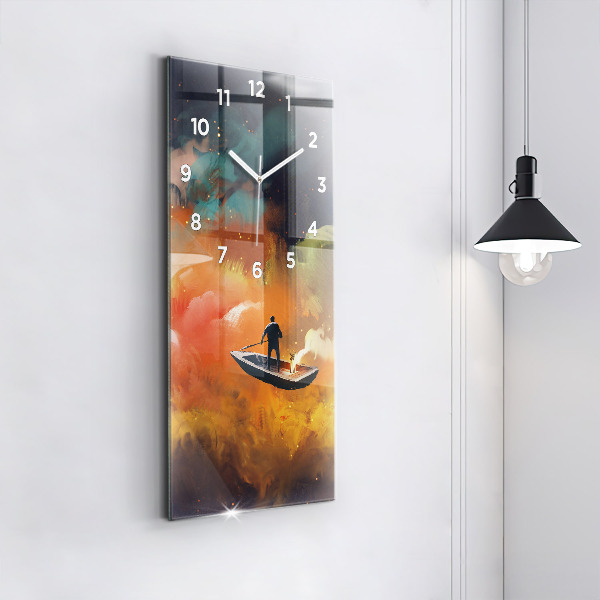 Modern vertical wall clock Abstract painting