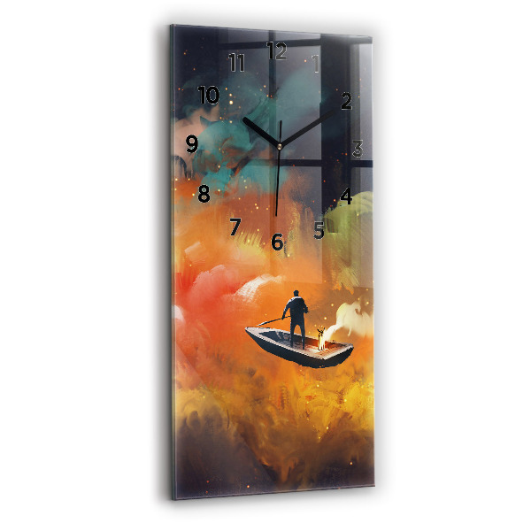 Modern vertical wall clock Abstract painting