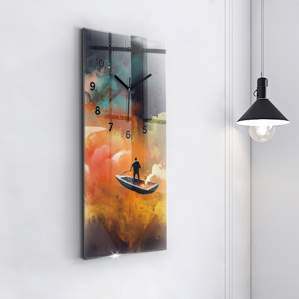 Modern vertical wall clock Abstract painting