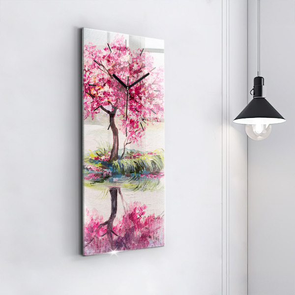Modern vertical wall clock Tree Mosaic