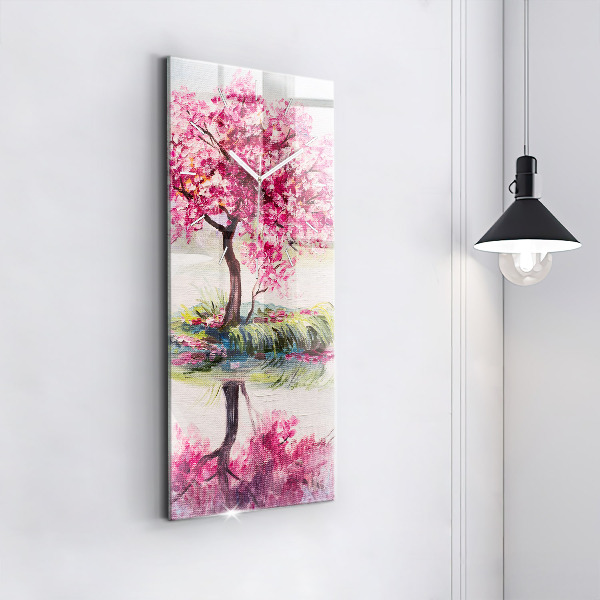 Modern vertical wall clock Tree Mosaic