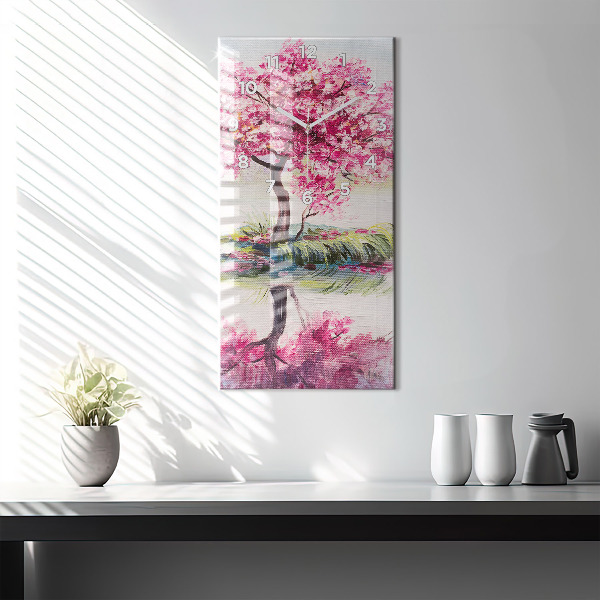 Modern vertical wall clock Tree Mosaic