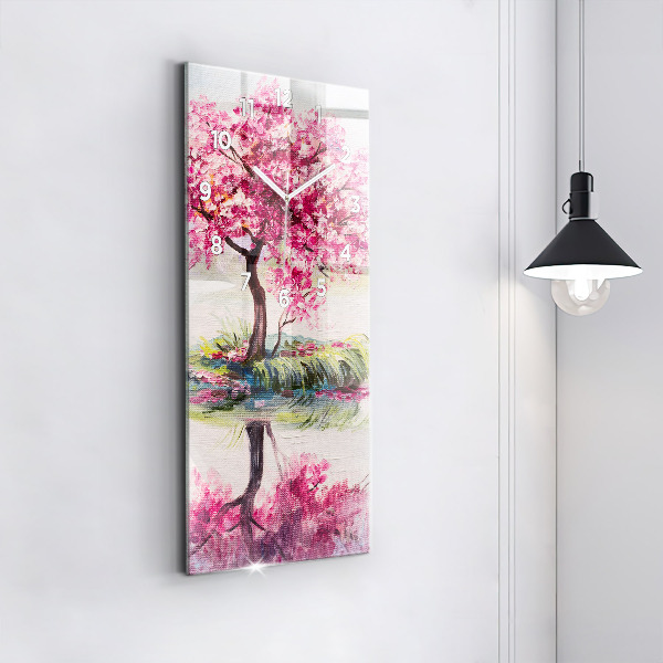 Modern vertical wall clock Tree Mosaic