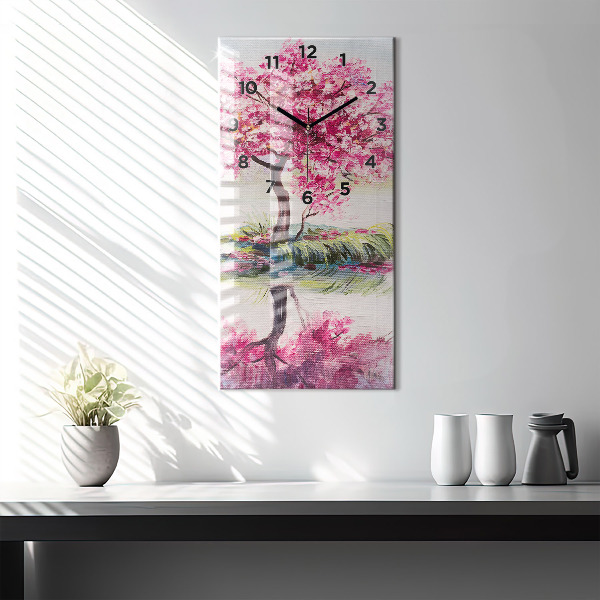 Modern vertical wall clock Tree Mosaic