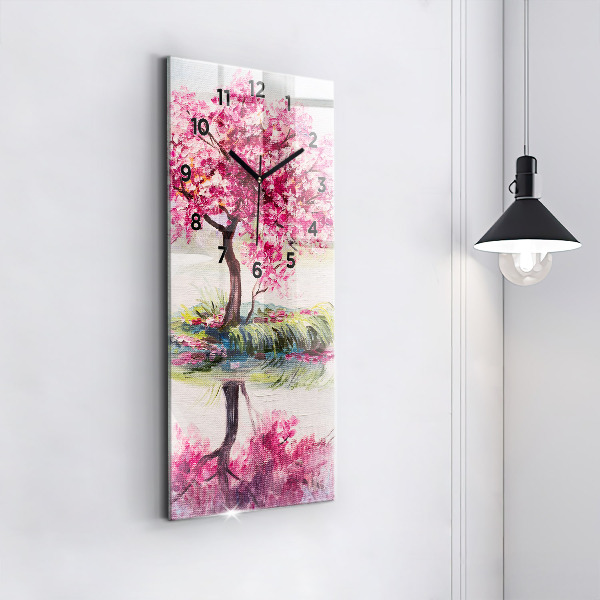 Modern vertical wall clock Tree Mosaic