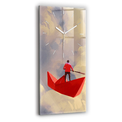 Modern vertical wall clock Paper ships