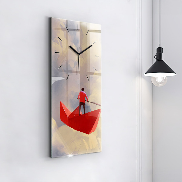 Modern vertical wall clock Paper ships
