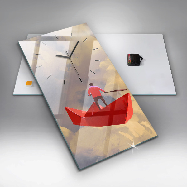 Modern vertical wall clock Paper ships
