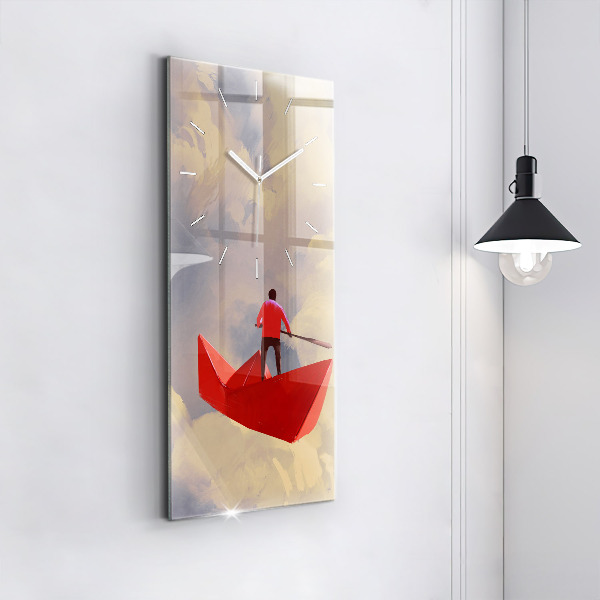 Modern vertical wall clock Paper ships