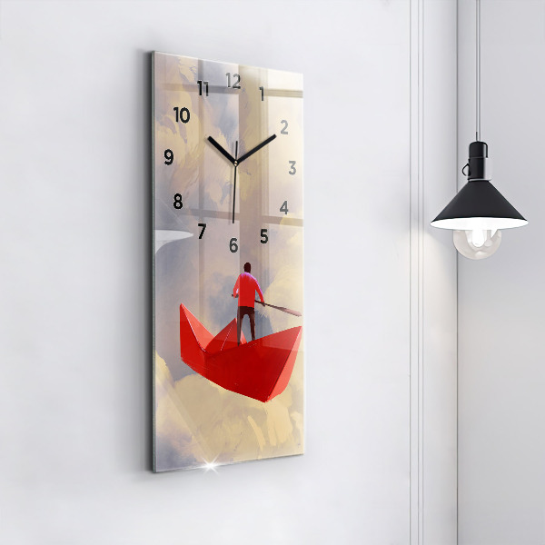 Modern vertical wall clock Paper ships