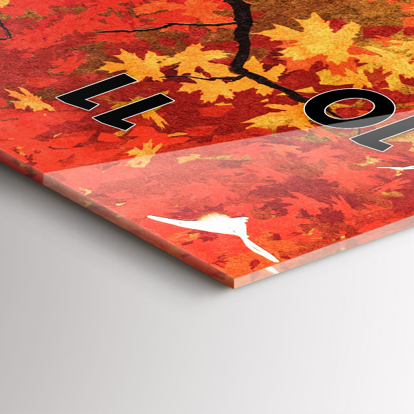 Modern vertical wall clock Bride in autumn