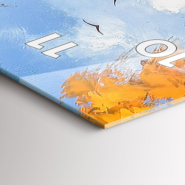 Modern vertical wall clock Autumn landscape with a river