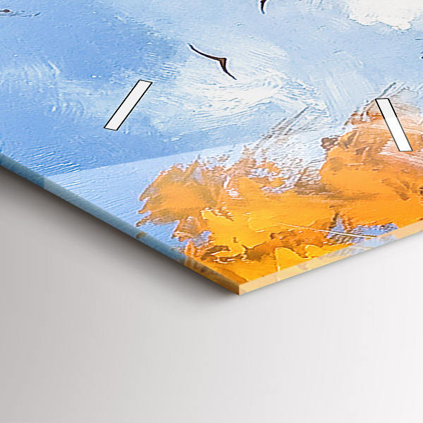 Modern vertical wall clock Autumn landscape with a river