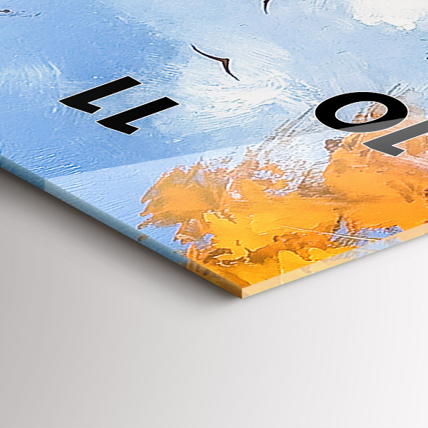 Modern vertical wall clock Autumn landscape with a river