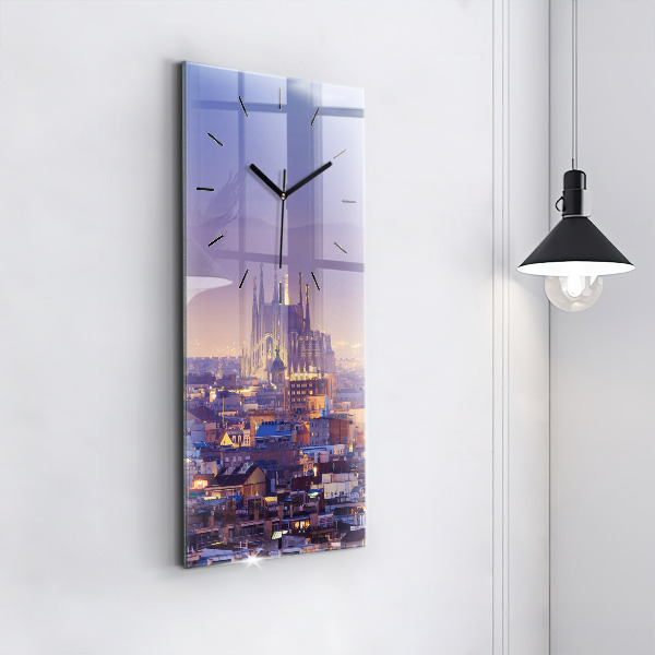Modern vertical wall clock View of Barcelona