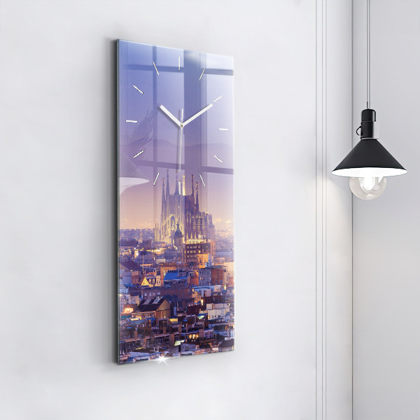 Modern vertical wall clock View of Barcelona