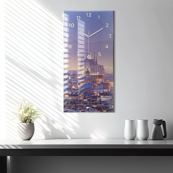 Modern vertical wall clock View of Barcelona