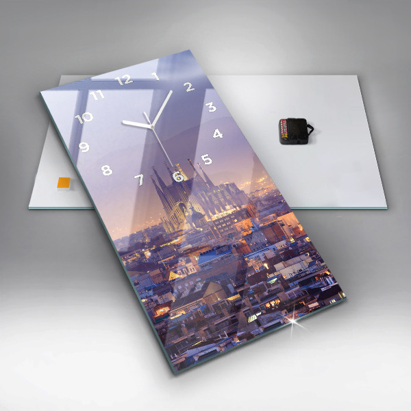 Modern vertical wall clock View of Barcelona