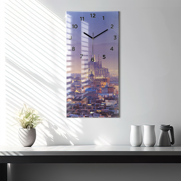 Modern vertical wall clock View of Barcelona