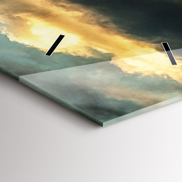 Modern vertical wall clock Balloon flight in the clouds