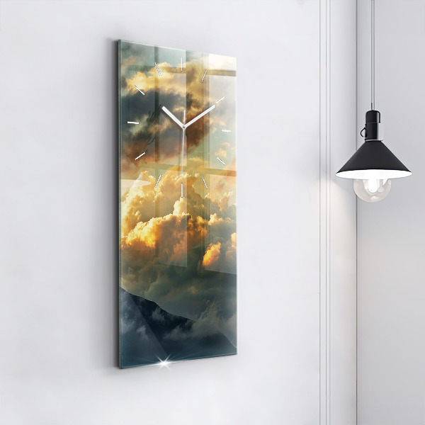 Modern vertical wall clock Balloon flight in the clouds