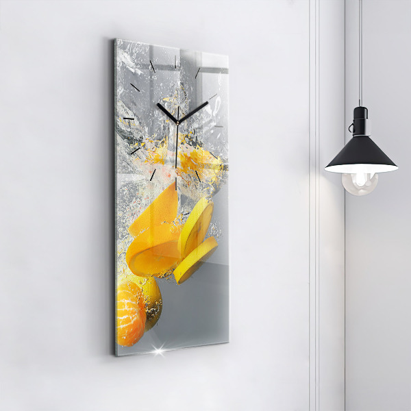 Modern vertical wall clock Citrus in water